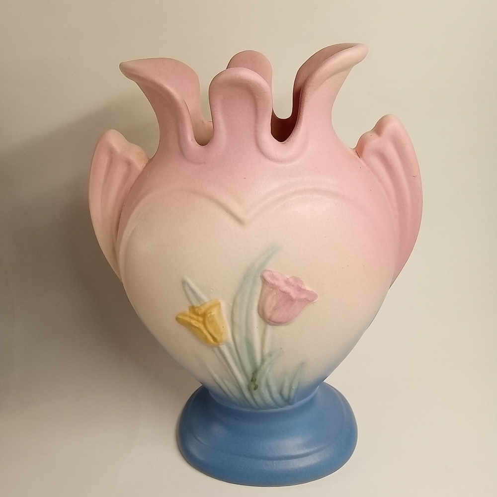 VTG Original Hull Pottery 1930s Double Handle Sueno Tulip Vase 105-33-8 8 inch